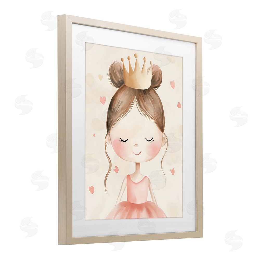 Creative Studio Pink Ballerina in Crown Brown Framed Print Under Glass Wall Art