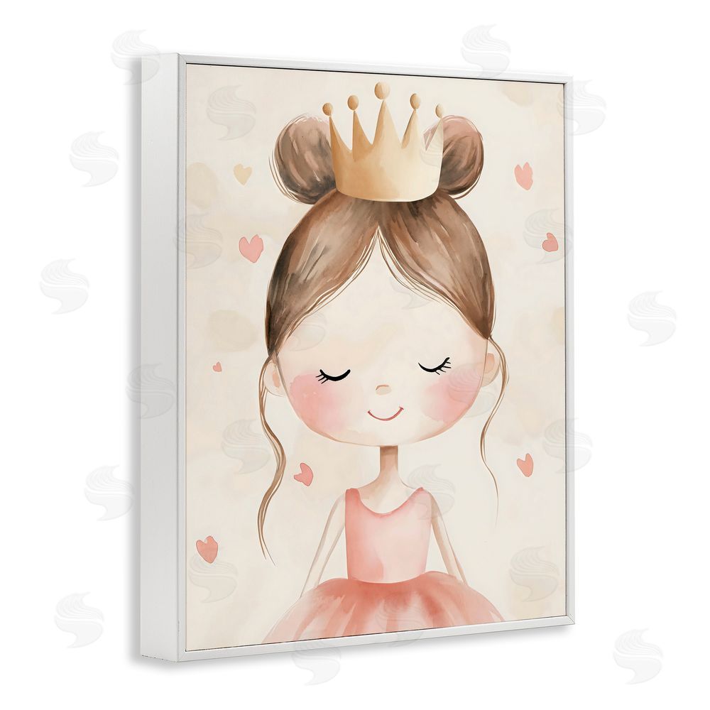 Creative Studio Pink Ballerina in Crown White Framed Giclee Wall Art Print