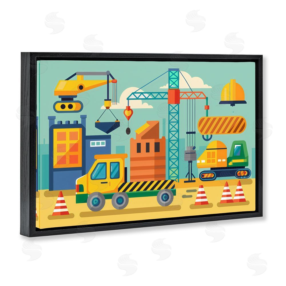 Creative Studio Industrial Construction Site Black Floating Frame Canvas Wall Art