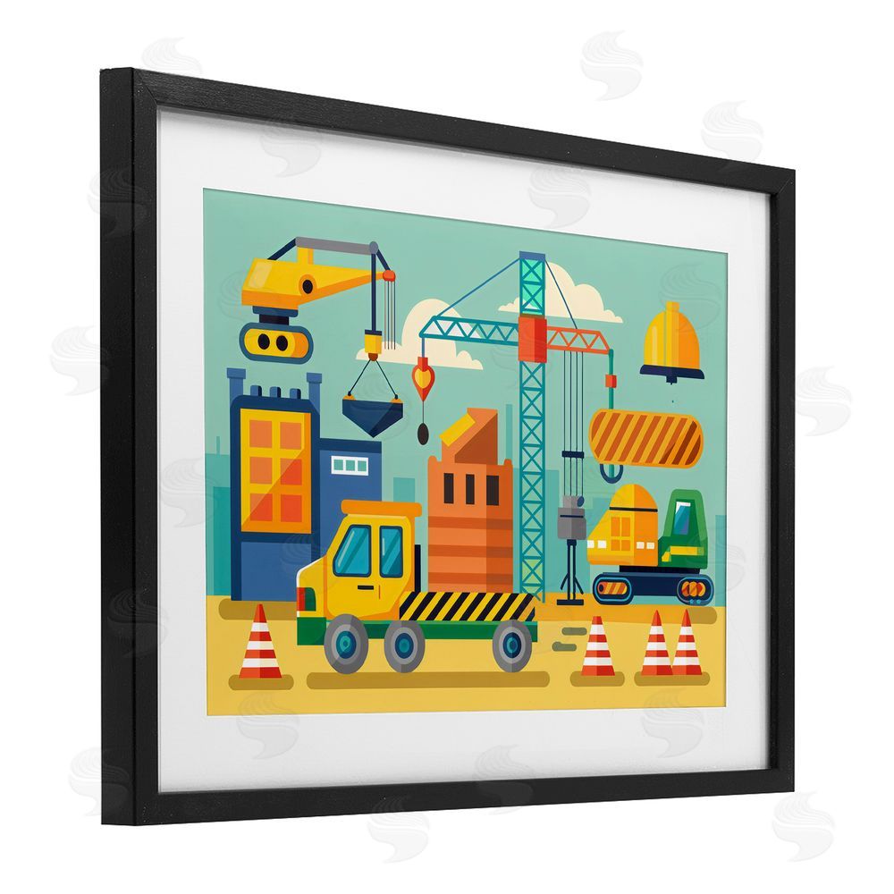 Creative Studio Industrial Construction Site Black Framed Print Under Glass with Mat Wall Art