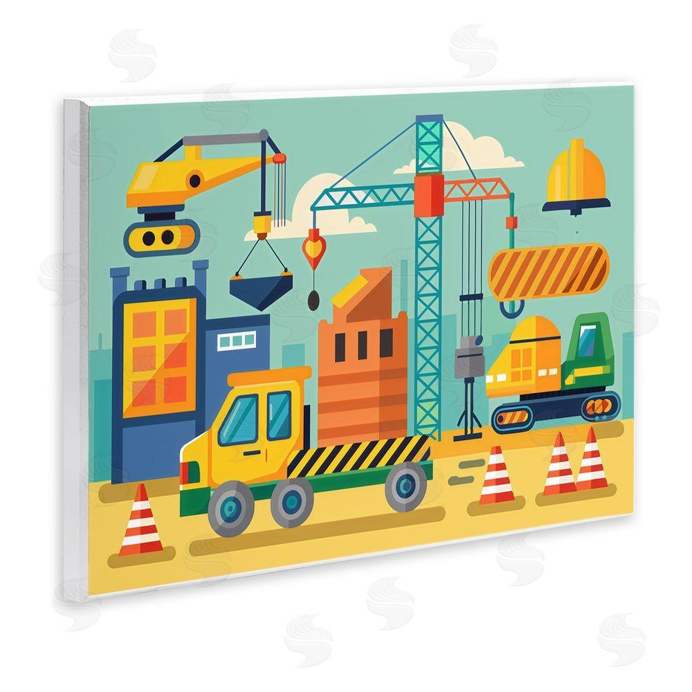 Creative Studio Industrial Construction Site Wooden Wall Plaque Art Print
