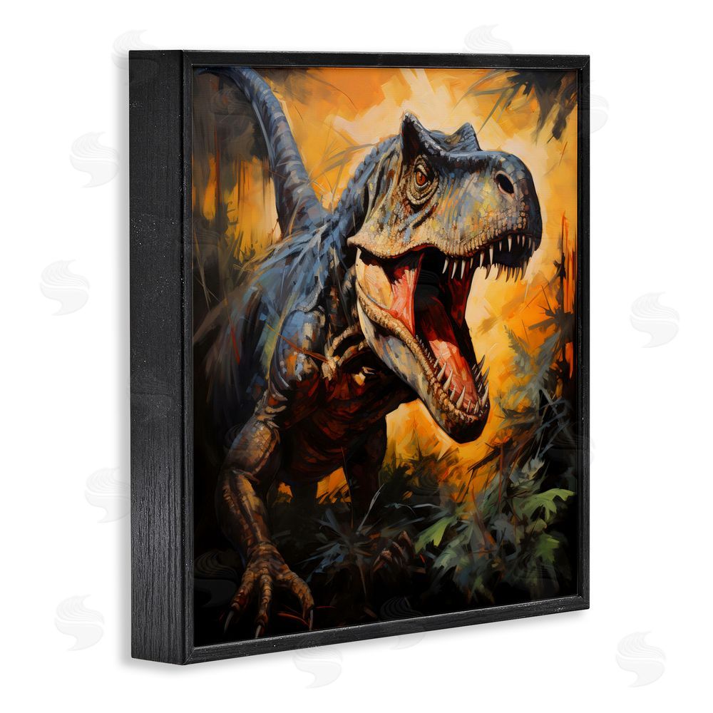 Creative Studio Angry Dinosaur Roaring Black Framed Giclee Wall Art Print