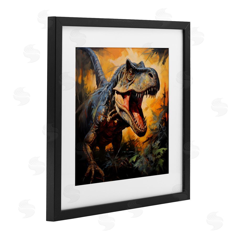 Creative Studio Angry Dinosaur Roaring Black Framed Print Under Glass Wall Art