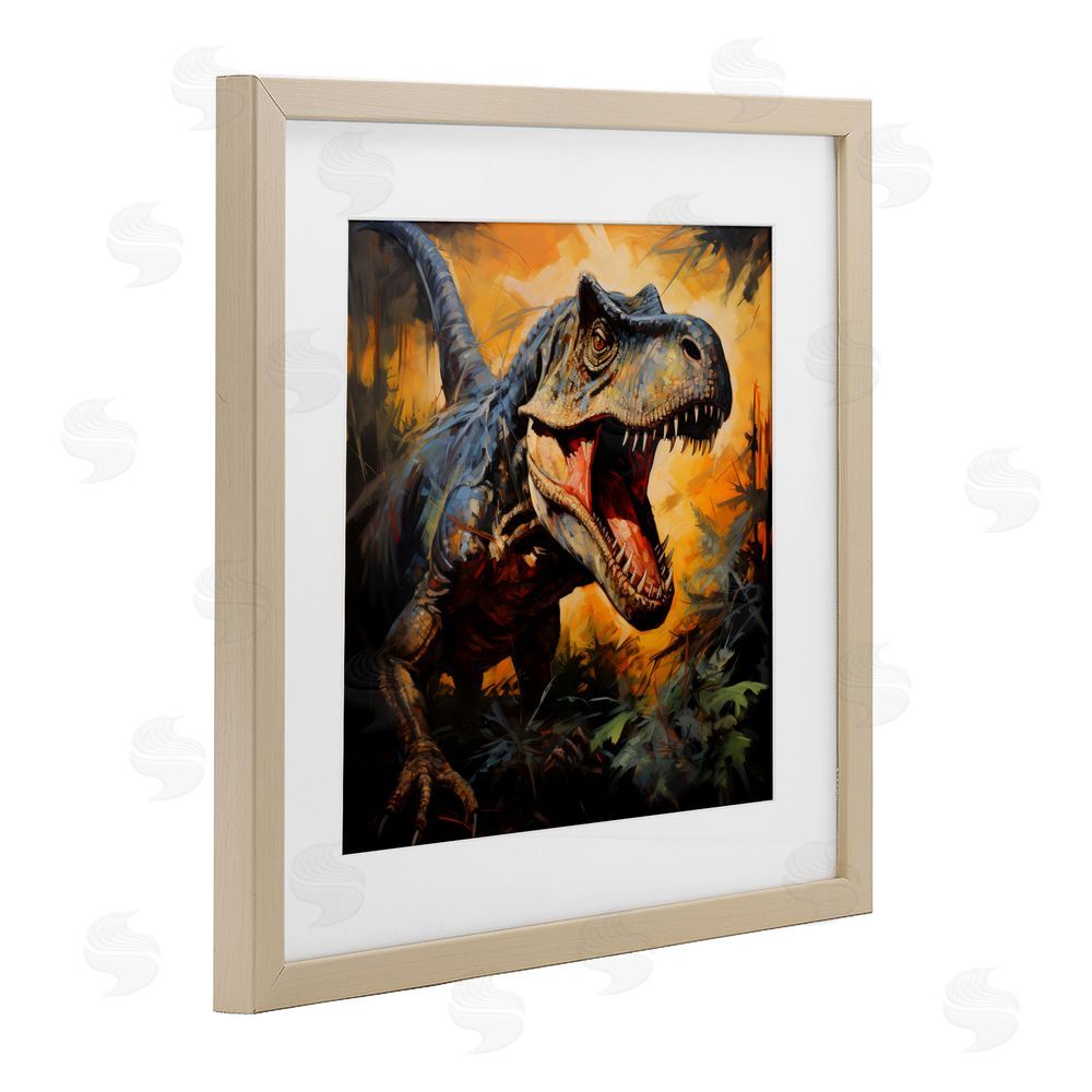 Creative Studio Angry Dinosaur Roaring Birch Framed Print Under Glass Wall Art