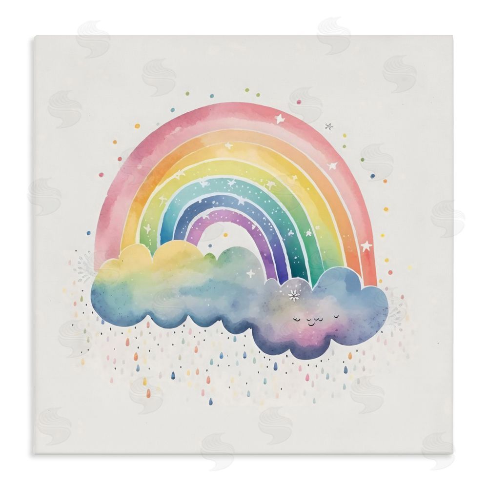Creative Studio Bright Boho Rainbow & Stars Stretched Canvas Wall Art Print