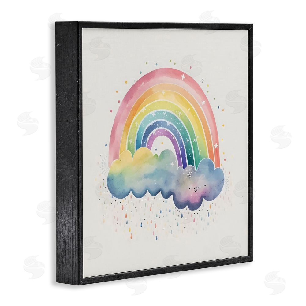 Creative Studio Bright Boho Rainbow & Stars Black Framed Giclee Wall Art Print