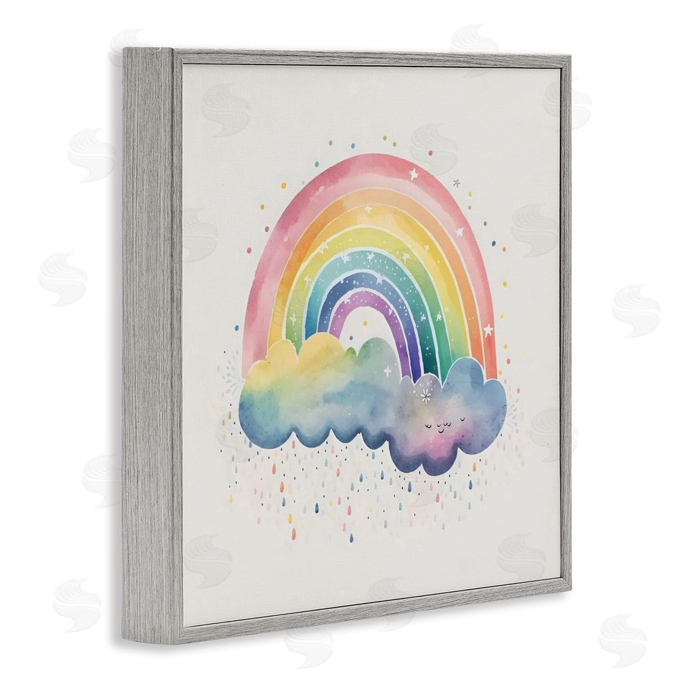 Creative Studio Bright Boho Rainbow & Stars Gray Framed Giclee Wall Art Print