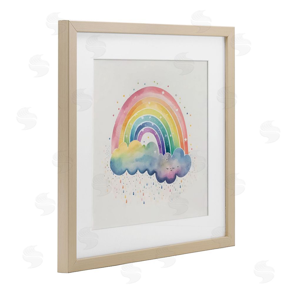 Creative Studio Bright Boho Rainbow & Stars Birch Framed Print Under Glass Wall Art