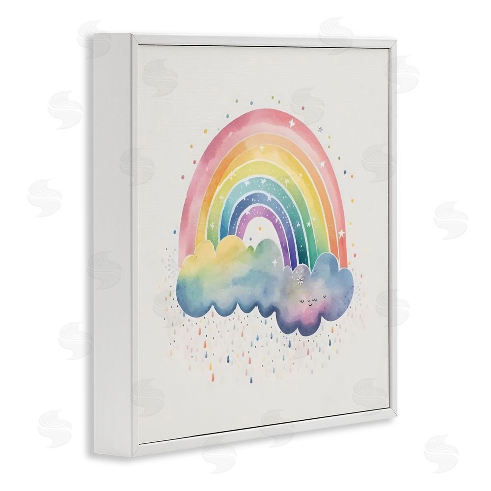 Creative Studio Bright Boho Rainbow & Stars White Framed Giclee Wall Art Print