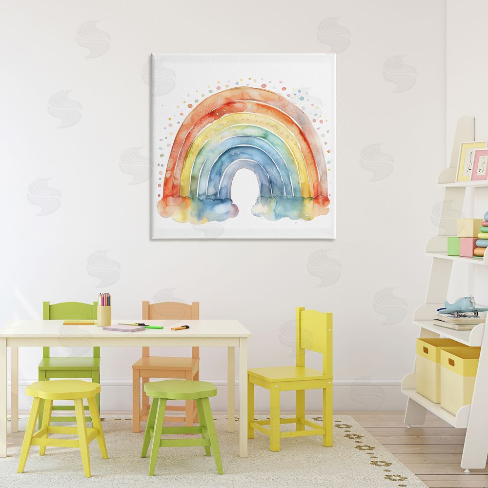Creative Studio Colored Rainbow Clouds Stretched Canvas Wall Art in Room