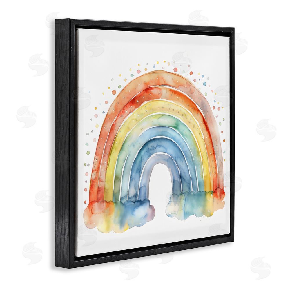Creative Studio Colored Rainbow Clouds Black Floating Frame Canvas Wall Art Print