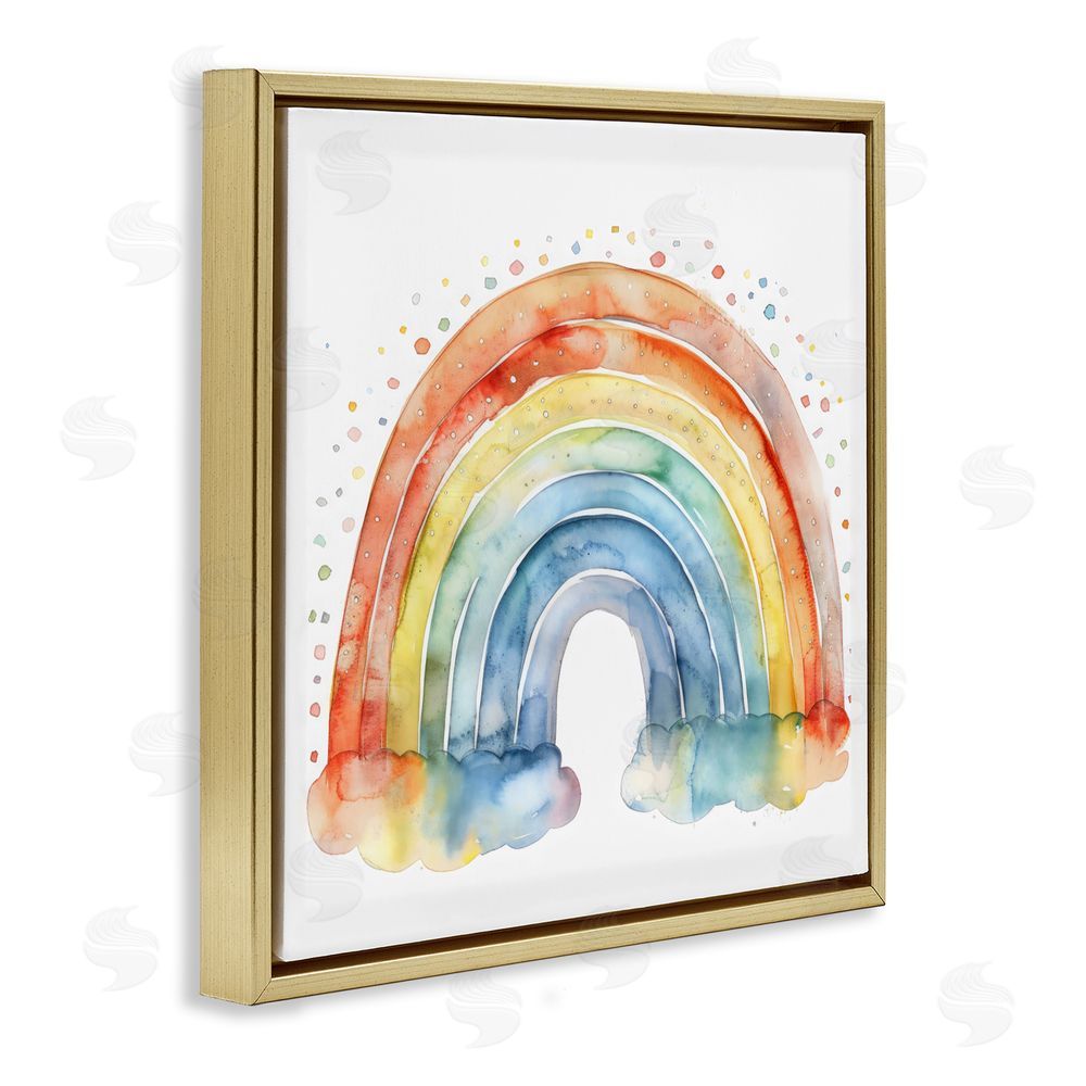 Creative Studio Colored Rainbow Clouds Gold Floating Frame Canvas Wall Art Print