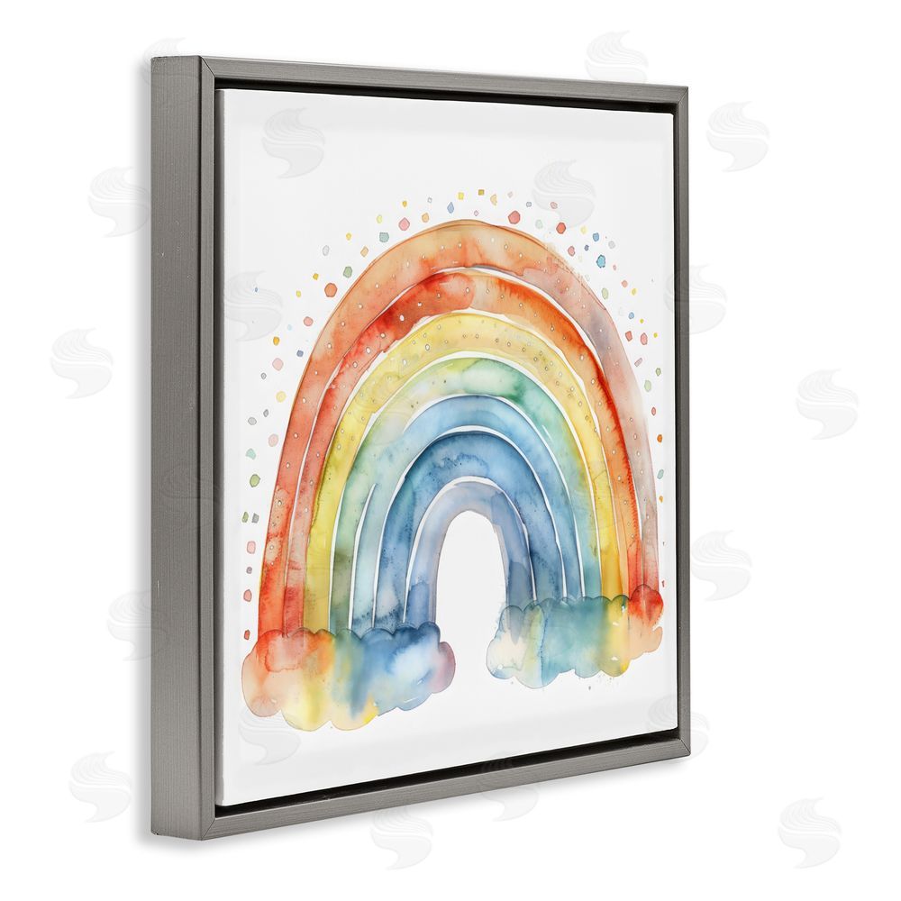 Creative Studio Colored Rainbow Clouds Gray Floating Frame Canvas Wall Art Print