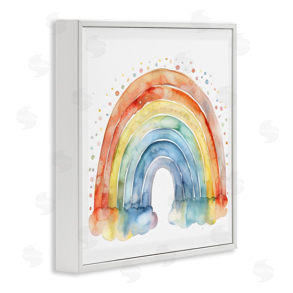 Creative Studio Colored Rainbow Clouds White Framed Giclee Wall Art Print