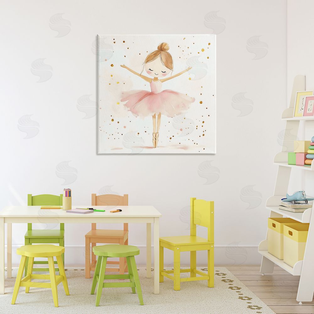 Creative Studio Ballerina On Her Toes Stretched Canvas Wall Art in Room