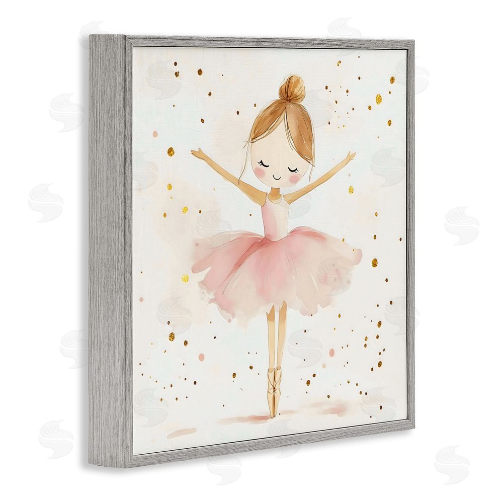 Creative Studio Ballerina On Her Toes Gray Framed Giclee Wall Art Print