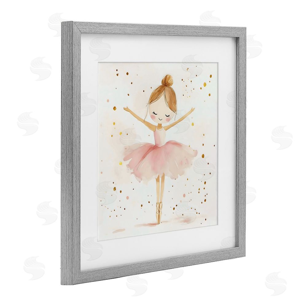 Creative Studio Ballerina On Her Toes Gray Framed Print Under Glass Wall Art