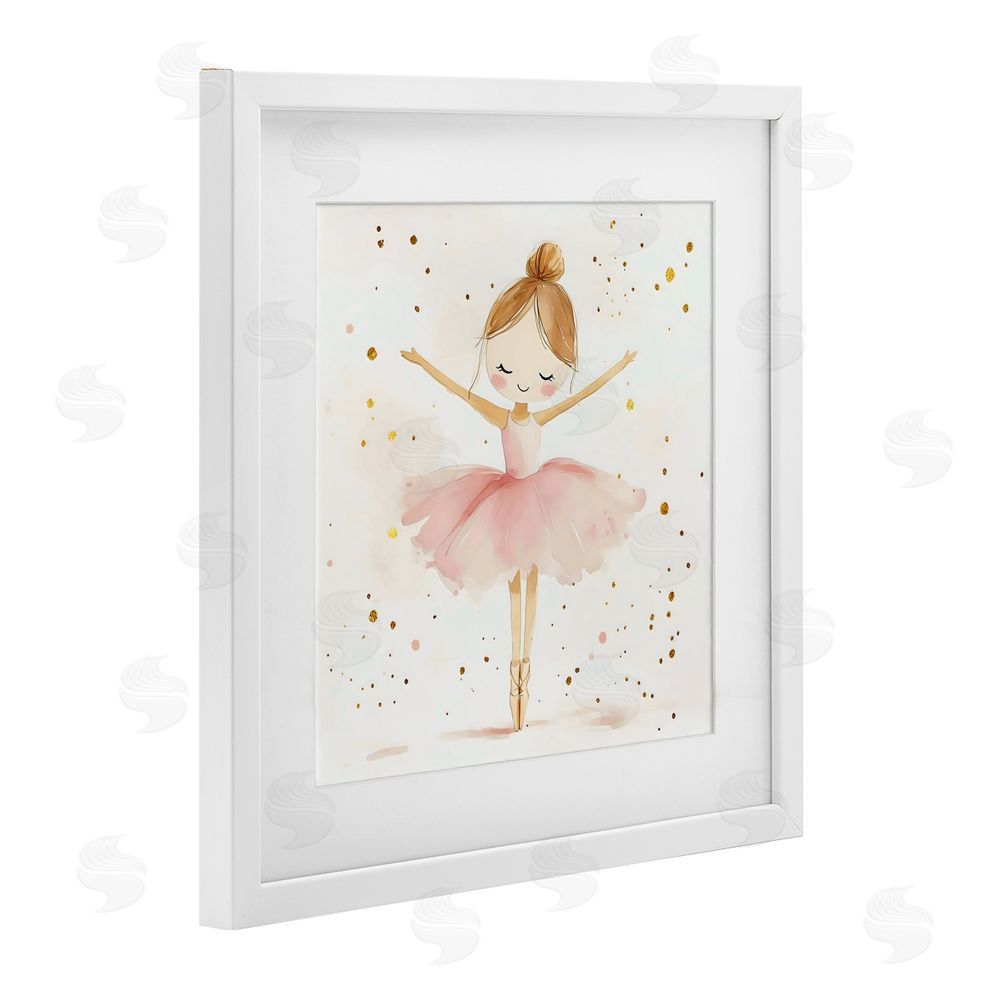 Creative Studio Ballerina On Her Toes White Framed Print Under Glass Wall Art