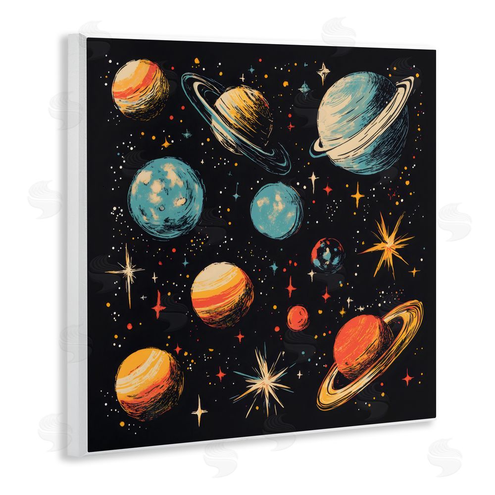 Creative Studio Colorful Retro Planets Wall Plaque Art Print