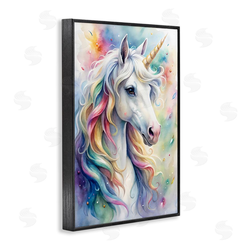 Creative Studio Pastel Colorful Unicorn Black Framed Giclee Wall Art Print