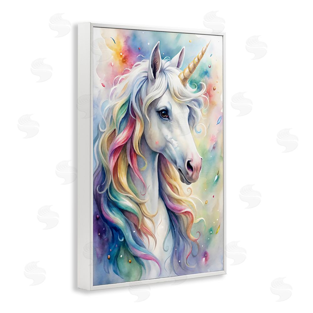 Creative Studio Pastel Colorful Unicorn White Framed Giclee Wall Art Print