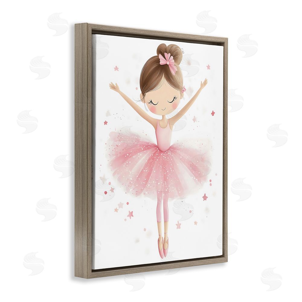 Creative Studio Graceful Ballerina Pose Brown Floating Frame Canvas Wall Art