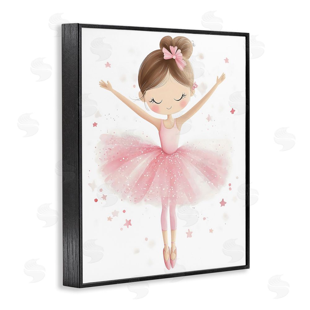 Creative Studio Graceful Ballerina Pose Blacked Framed Giclee Wall Art Print