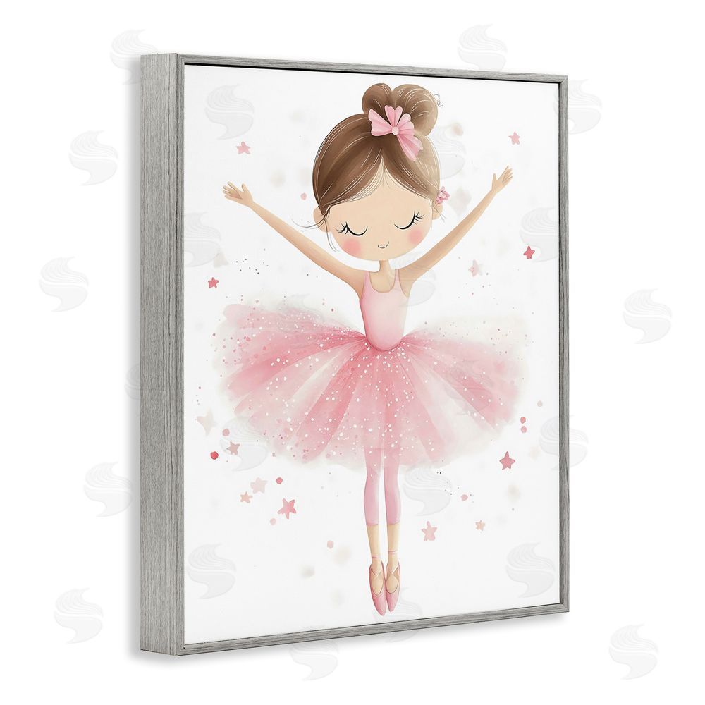 Creative Studio Graceful Ballerina Pose Gray Framed Giclee Wall Art Print