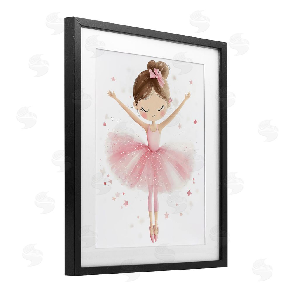 Creative Studio Graceful Ballerina Pose Black Framed Print Under Glass with Mat Wall Art