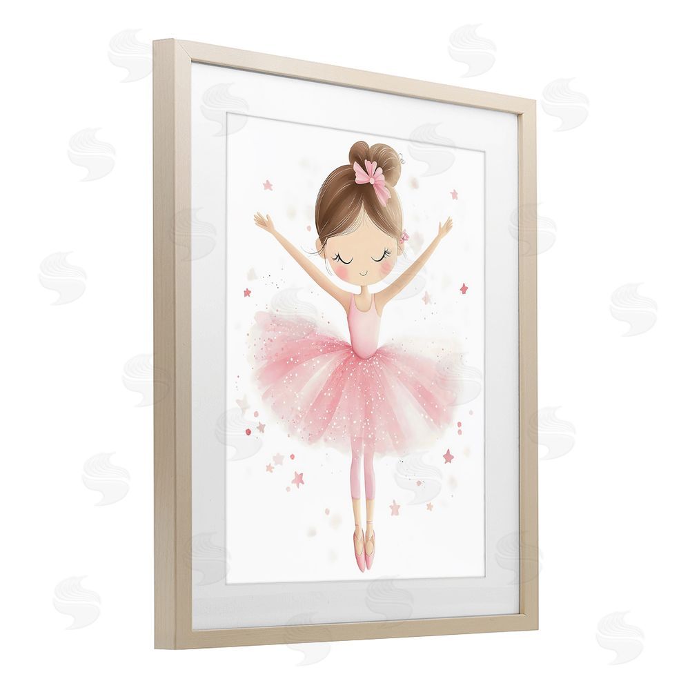Creative Studio Graceful Ballerina Pose Brown Framed Print Under Glass with Mat Wall Art