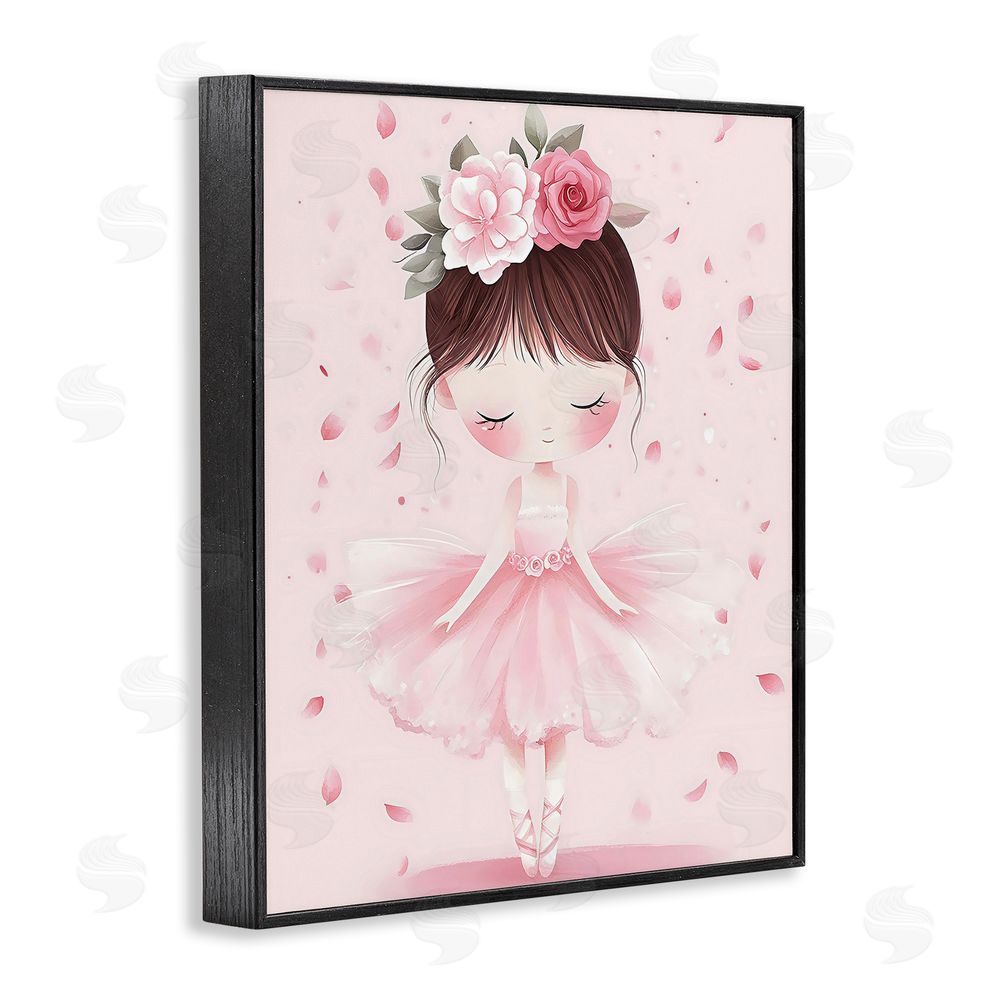 Creative Studio Ballerina With Floral Headdress Black Framed Giclee Wall Art Print