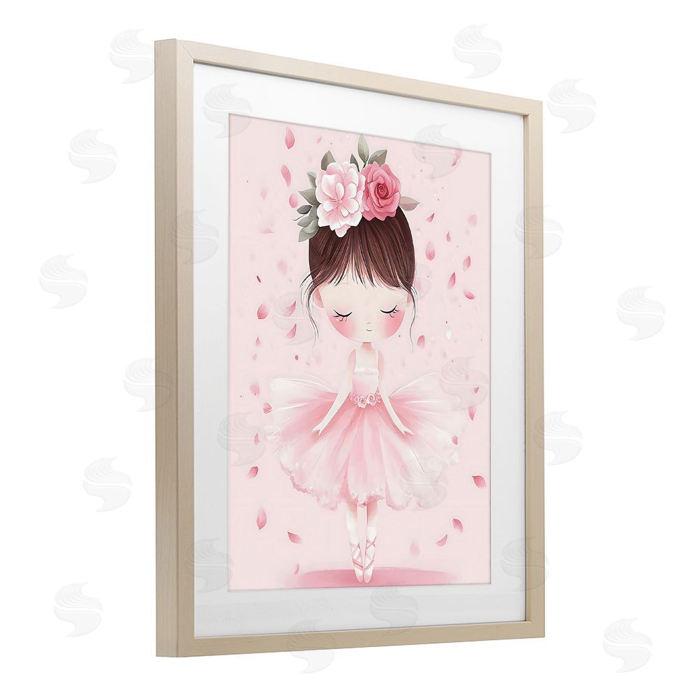 Creative Studio Ballerina With Floral Headdress Birch Framed Print Under Glass Wall Art