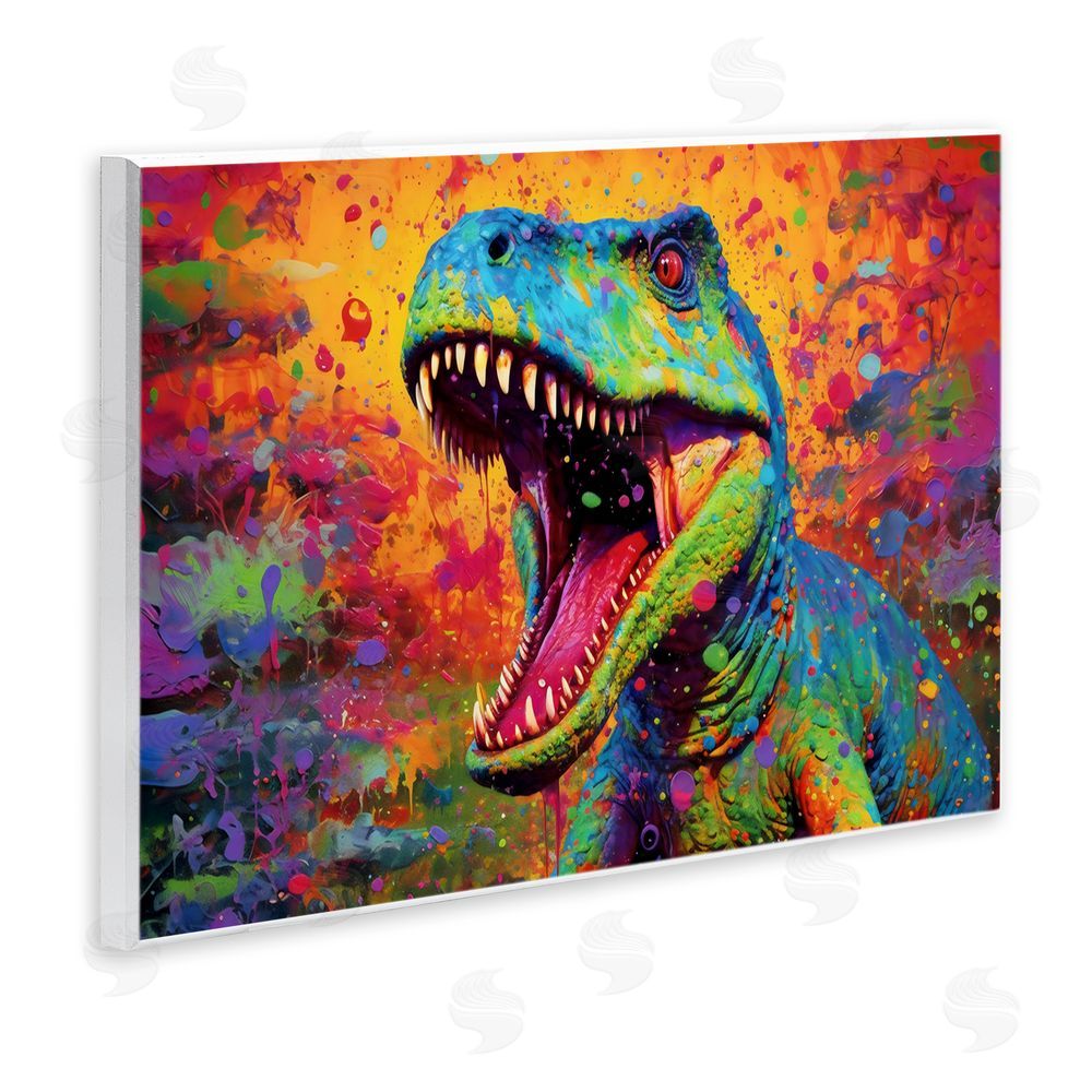 Creative Studio Colorful T-Rex with Splatter Wall Plaque Art Print