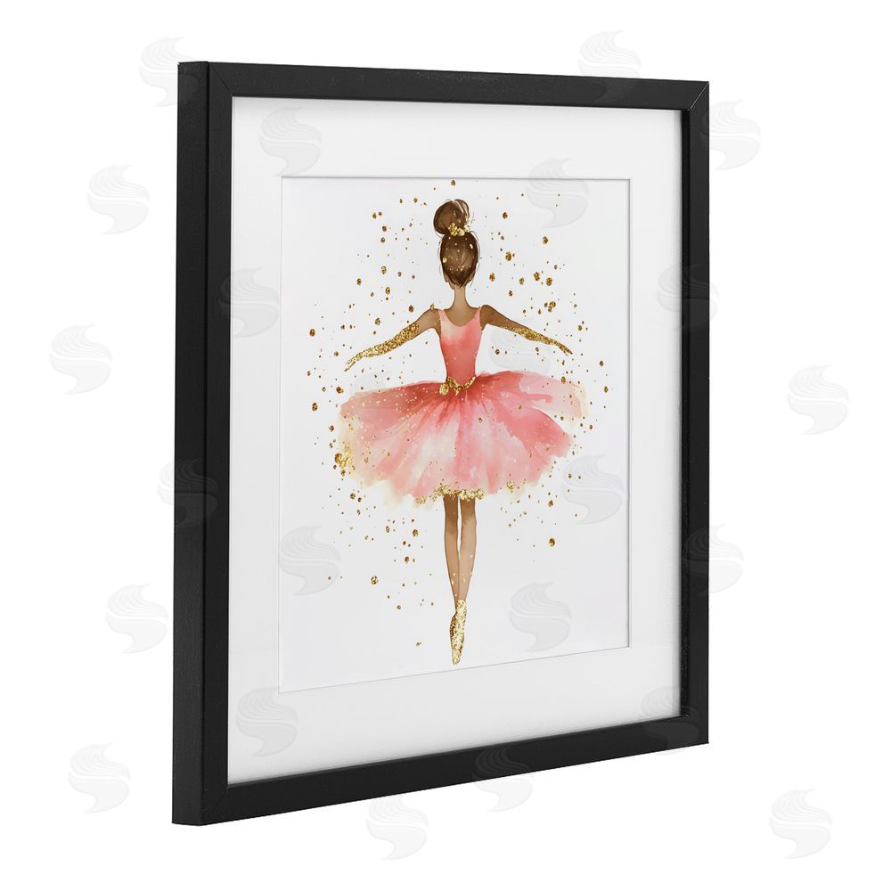 Creative Studio Ballerina with Gold Glitter Black Framed Print Under Glass Wall Art