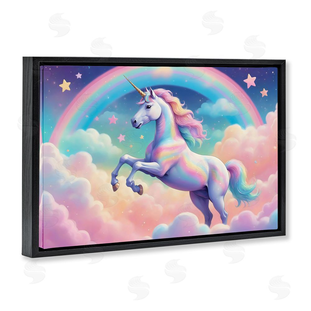 Creative Studio Colorful Galaxy Unicorn Black Floating Frame Canvas Wall Art Print