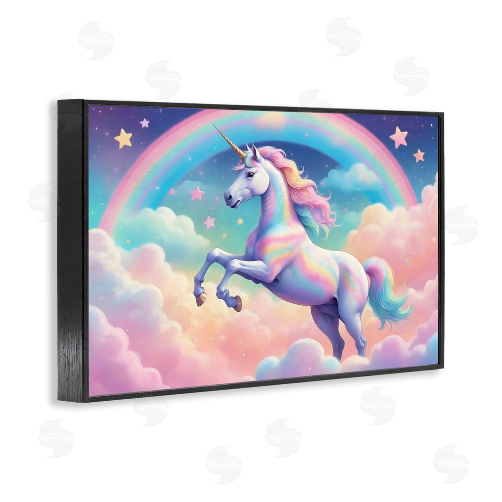 Creative Studio Colorful Galaxy Unicorn Black Framed Giclee Wall Art Print