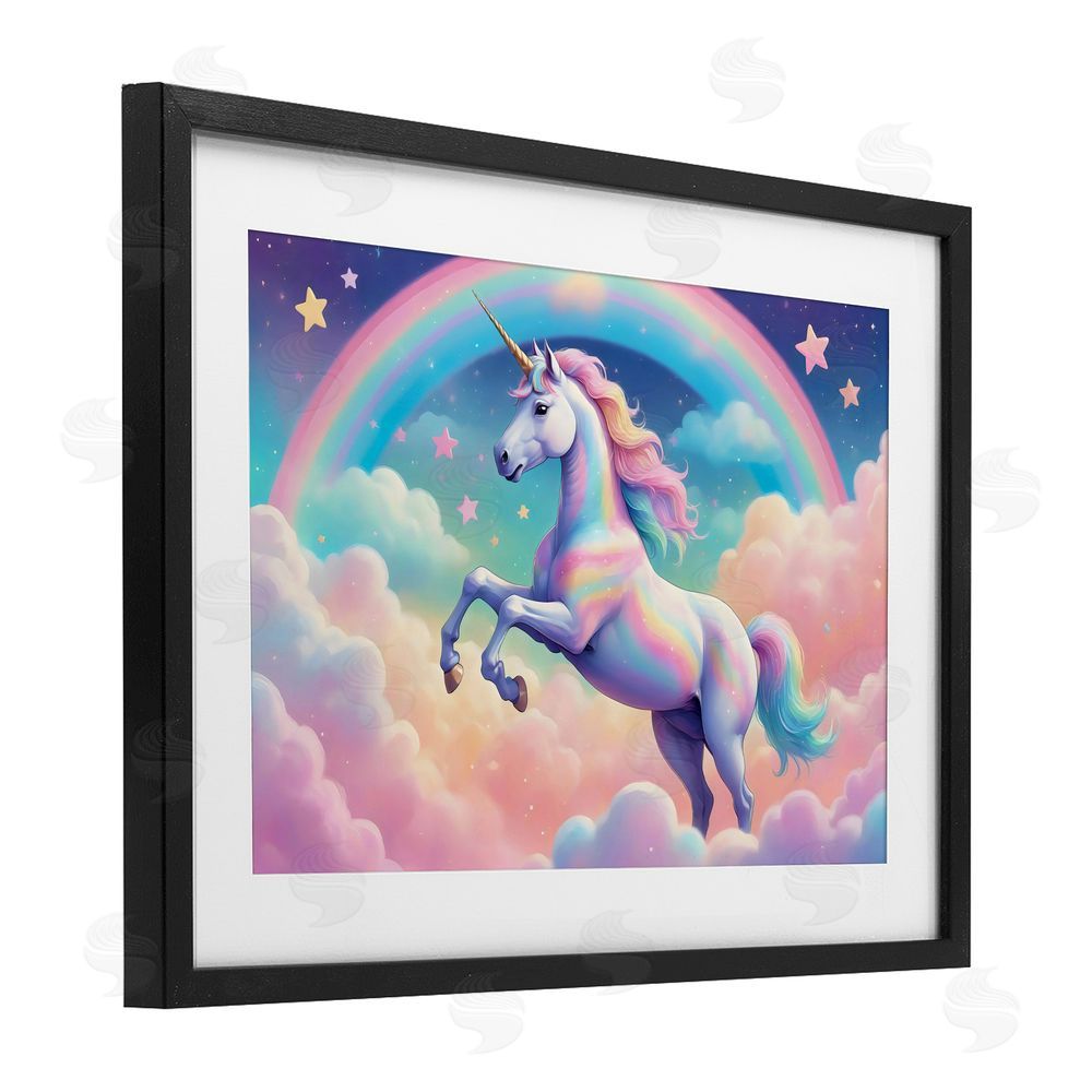 Creative Studio Colorful Galaxy Unicorn Black Framed Print Under Glass Wall Art