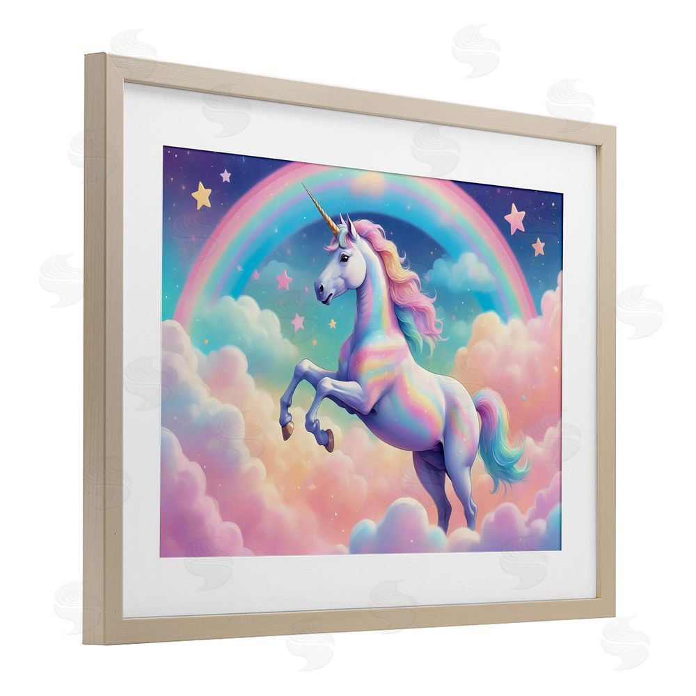Creative Studio Colorful Galaxy Unicorn Birch Framed Print Under Glass Wall Art