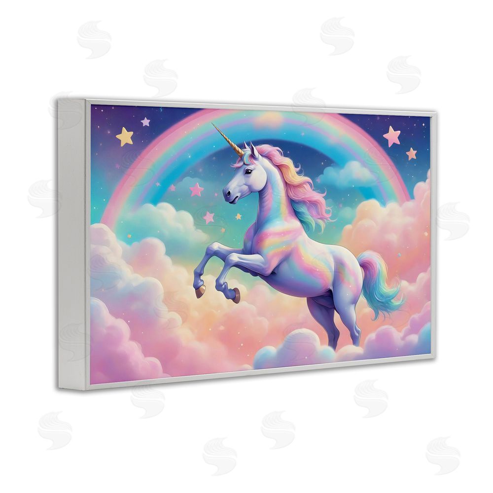 Creative Studio Colorful Galaxy Unicorn White Framed Giclee Wall Art Print