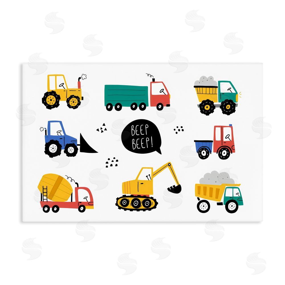Creative Studio Beep Construction Vehicles Stretched Canvas Wall Art Print