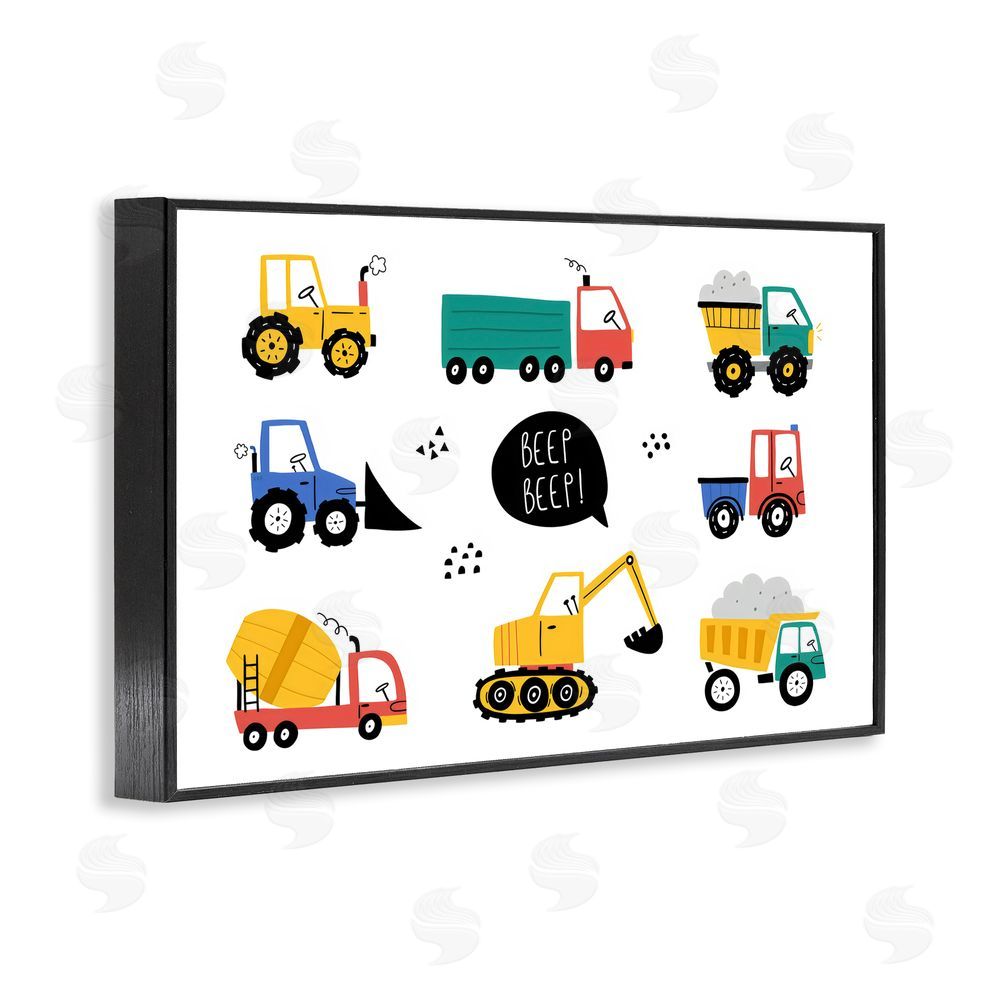 Creative Studio Beep Construction Vehicles Black Framed Giclee Wall Art Print
