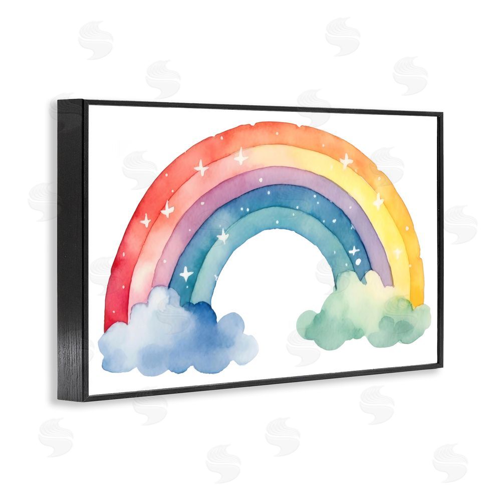 Creative Studio Colorful Rainbow with White Stars Black Framed Giclee Wall Art Print