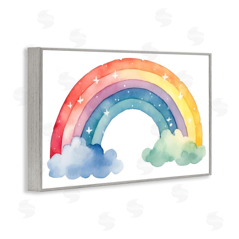 Creative Studio Colorful Rainbow with White Stars Gray Framed Giclee Wall Art Print