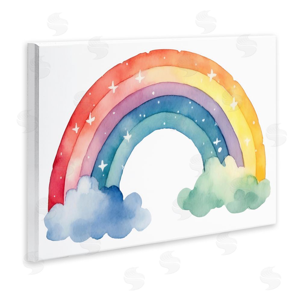 Creative Studio Colorful Rainbow with White Stars Wall Plaque Art Print