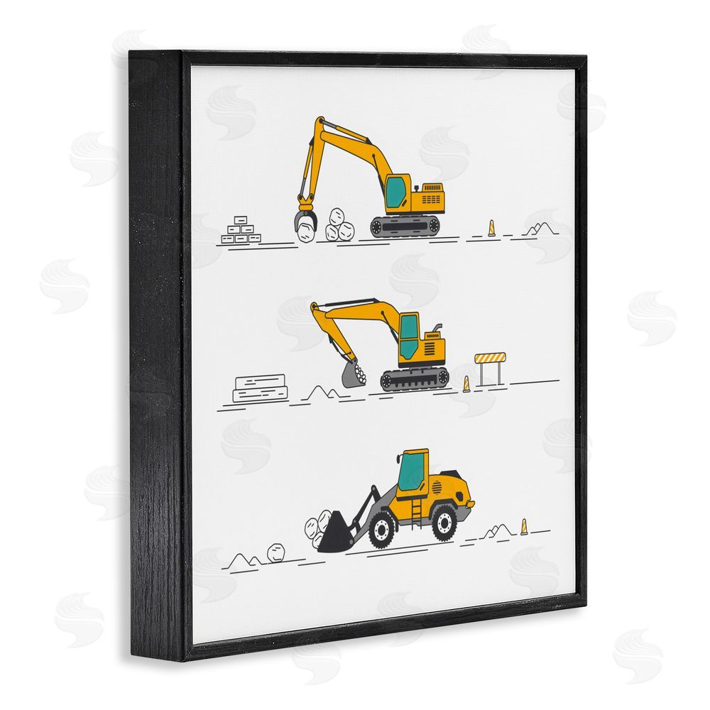 Creative Studio Construction Digs Machine Black Framed Giclee Wall Art Print
