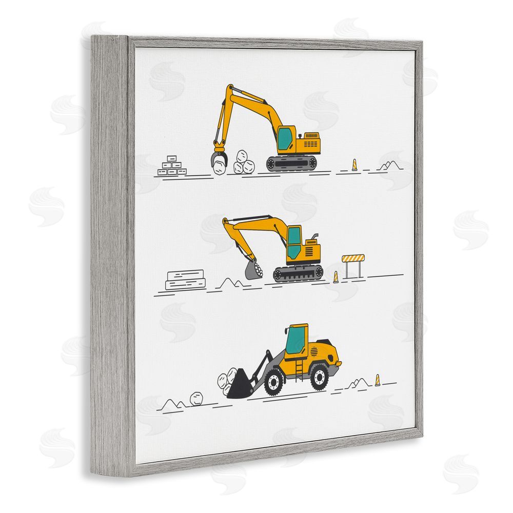 Creative Studio Construction Digs Machine Gray Framed Giclee Wall Art Print