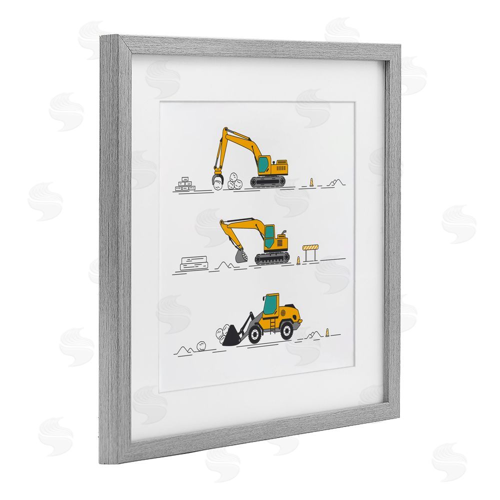 Creative Studio Construction Digs Machine Gray Framed Print Under Glass Wall Art