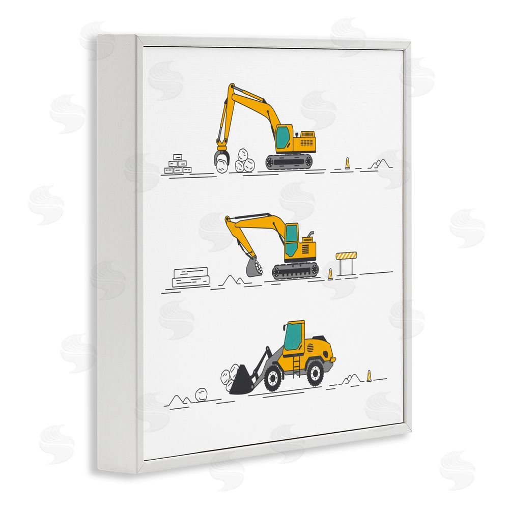 Creative Studio Construction Digs Machine White Framed Giclee Wall Art Print