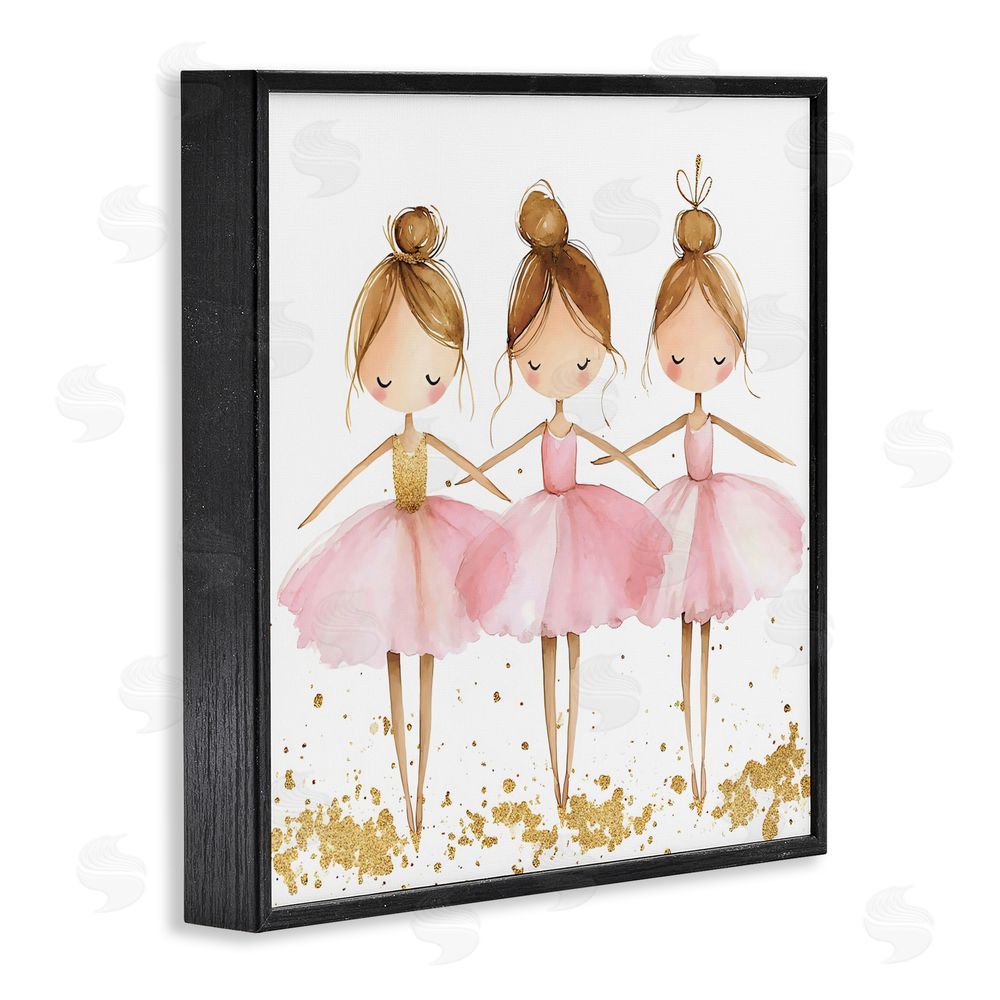 Creative Studio Ballerina Trio in Pink Tutus Black Framed Giclee Wall Art Print
