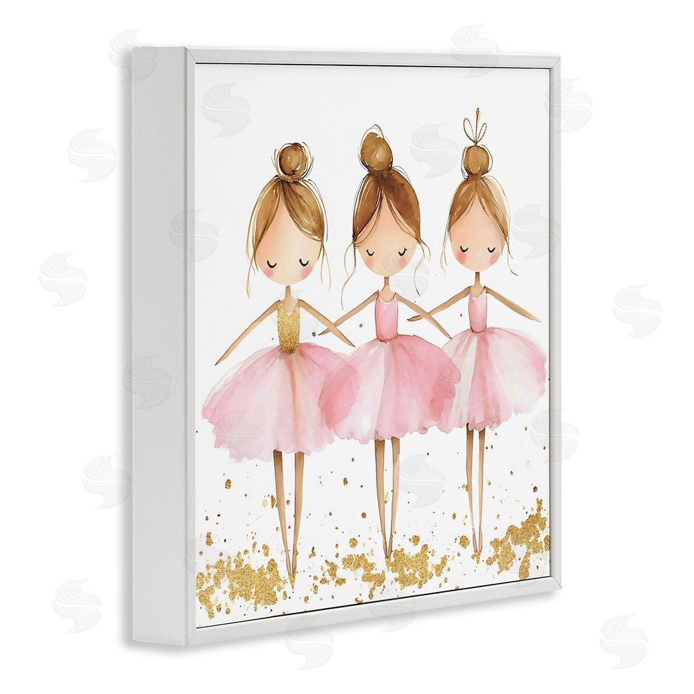 Creative Studio Ballerina Trio in Pink Tutus White Framed Giclee Wall Art Print